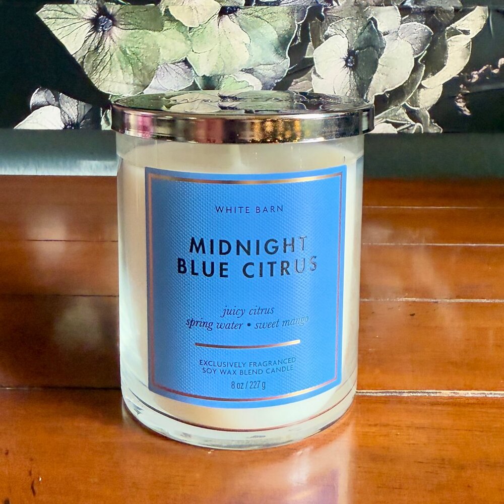 NEW MIDNIGHT BLUE CITRUS Single Wick Candle Bath & Body Works